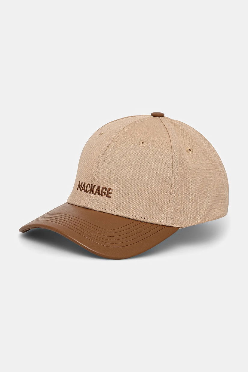 MACKAGE șapcă de baseball din bumbac culoarea bej, neted, ANDERSON.NV