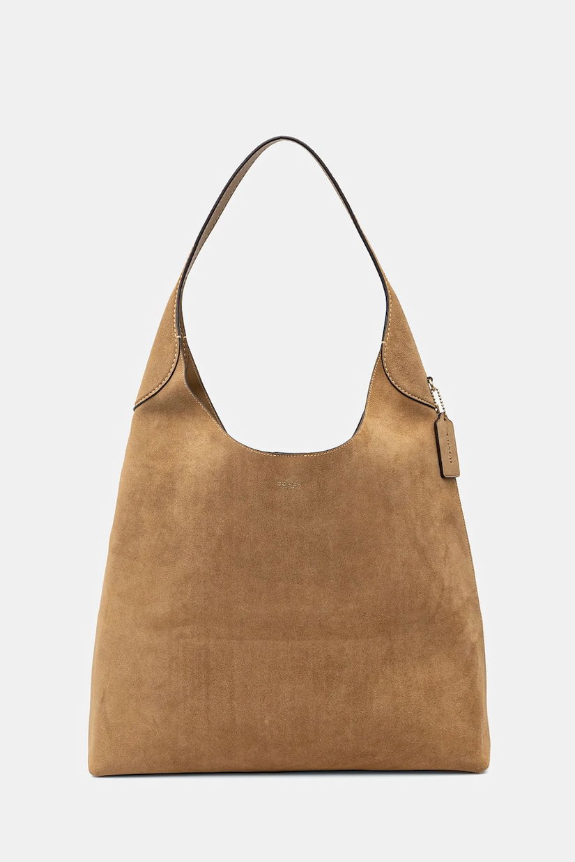 Coach geanta de mana din piele intoarsa Brooklyn culoarea verde, CW636