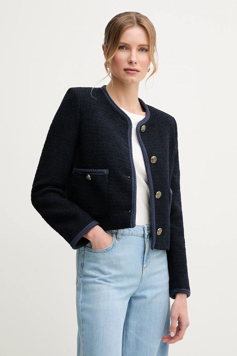 Marella sacou AFONA culoarea albastru marin, desfacut, neted, 2513041054200