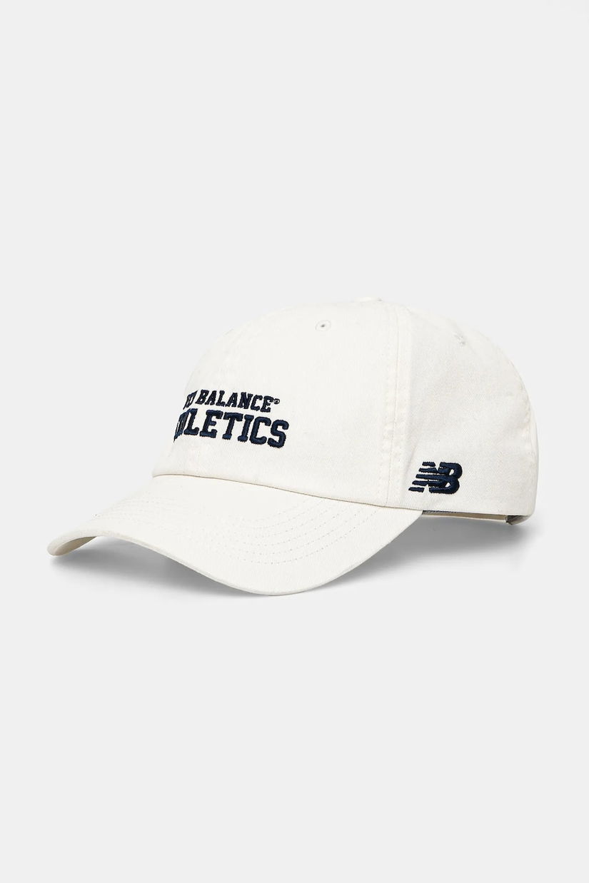 New Balance șapcă de baseball din bumbac culoarea bej, cu imprimeu, LAH51014SST