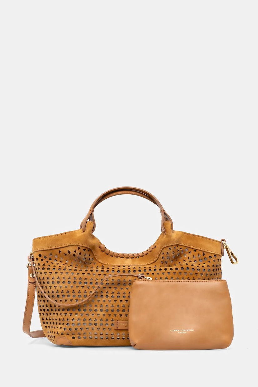 Gianni Chiarini geanta de mana din piele intoarsa DUA culoarea maro, BS 11679 CMLSR