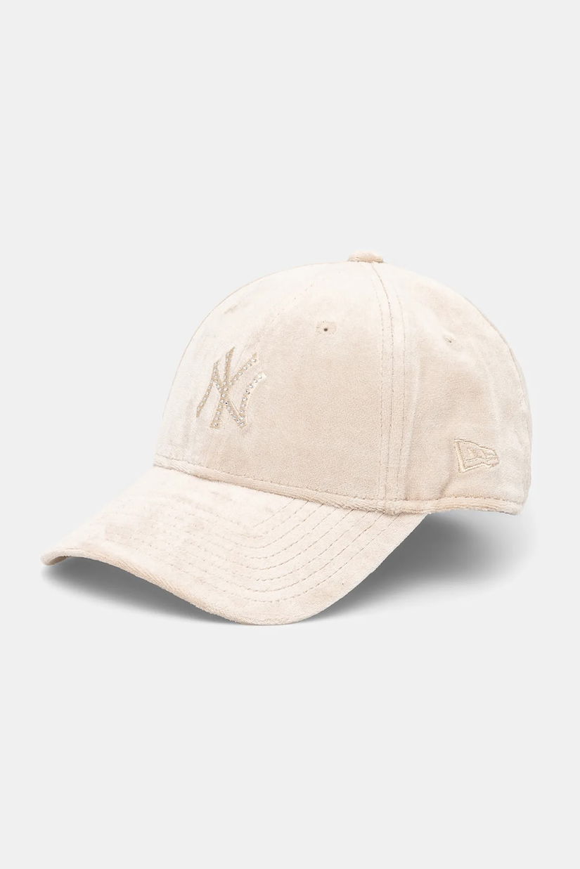 New Era șapcă de baseball velur culoarea bej, cu imprimeu, 60595352