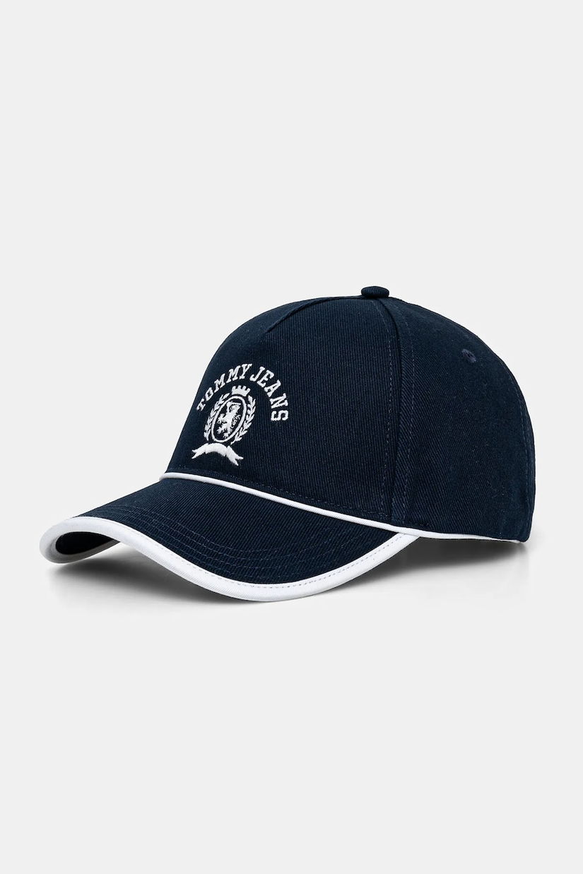 Tommy Jeans șapcă de baseball din bumbac culoarea albastru marin, cu imprimeu, AW0AW17315