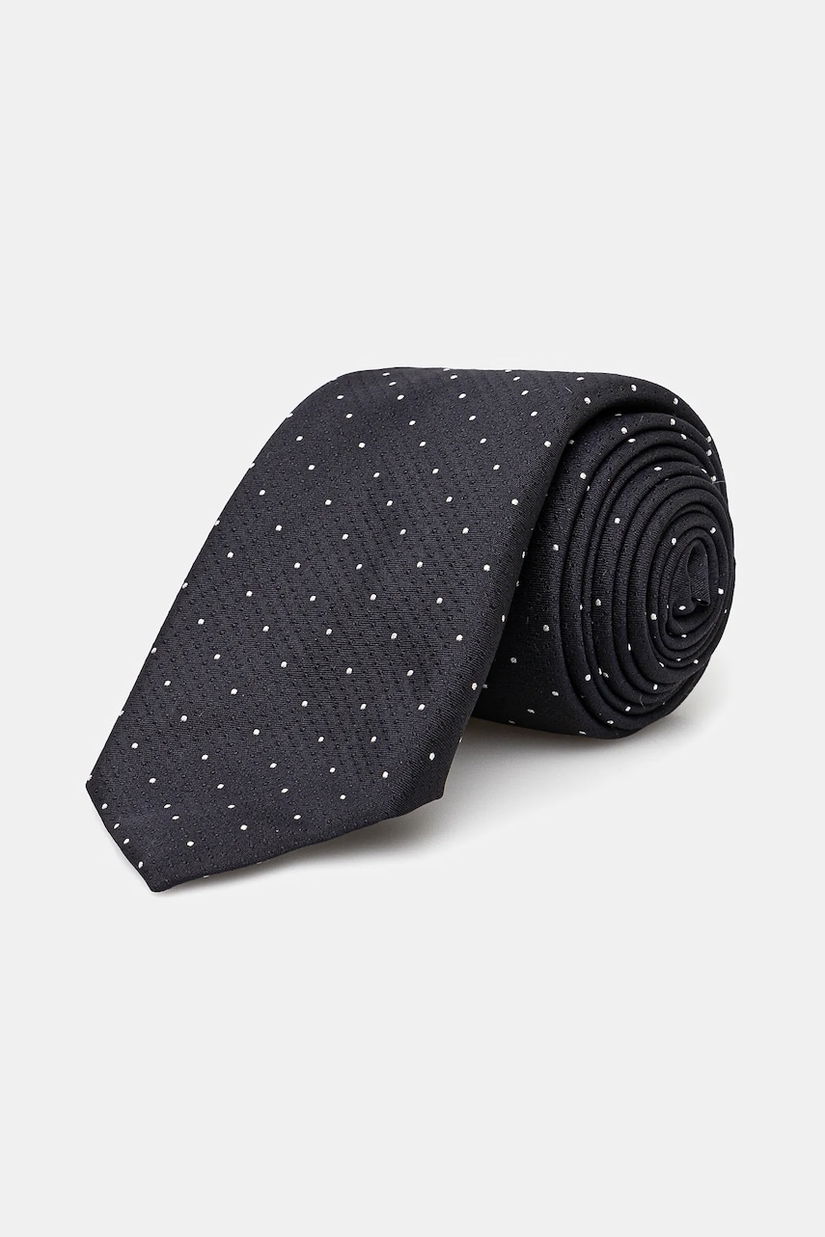 BOSS cravată din amestec de mătase culoarea albastru marin, 50538969