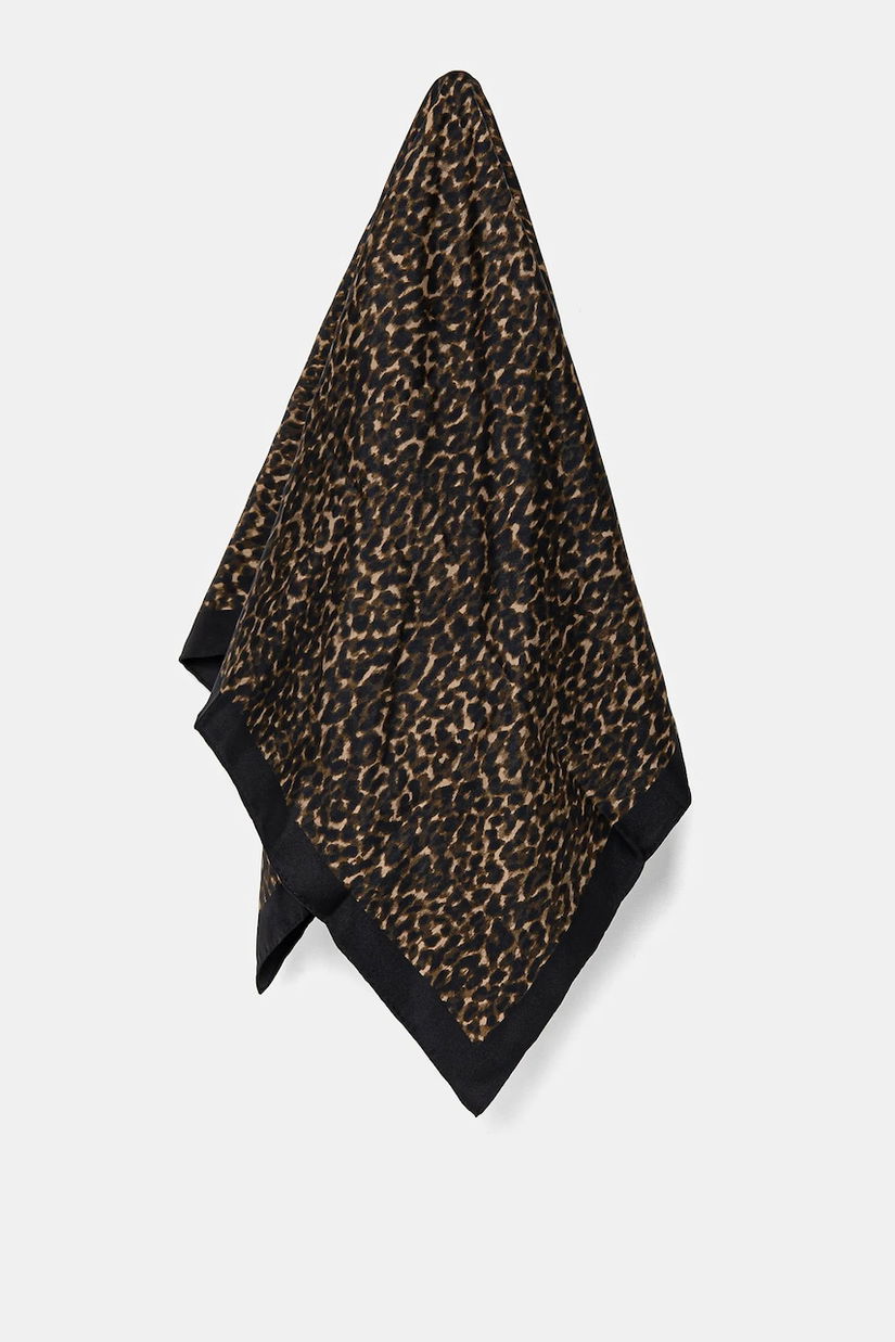 The Kooples esarfa de matase femei, culoarea maro, modelator, AFFO30003K