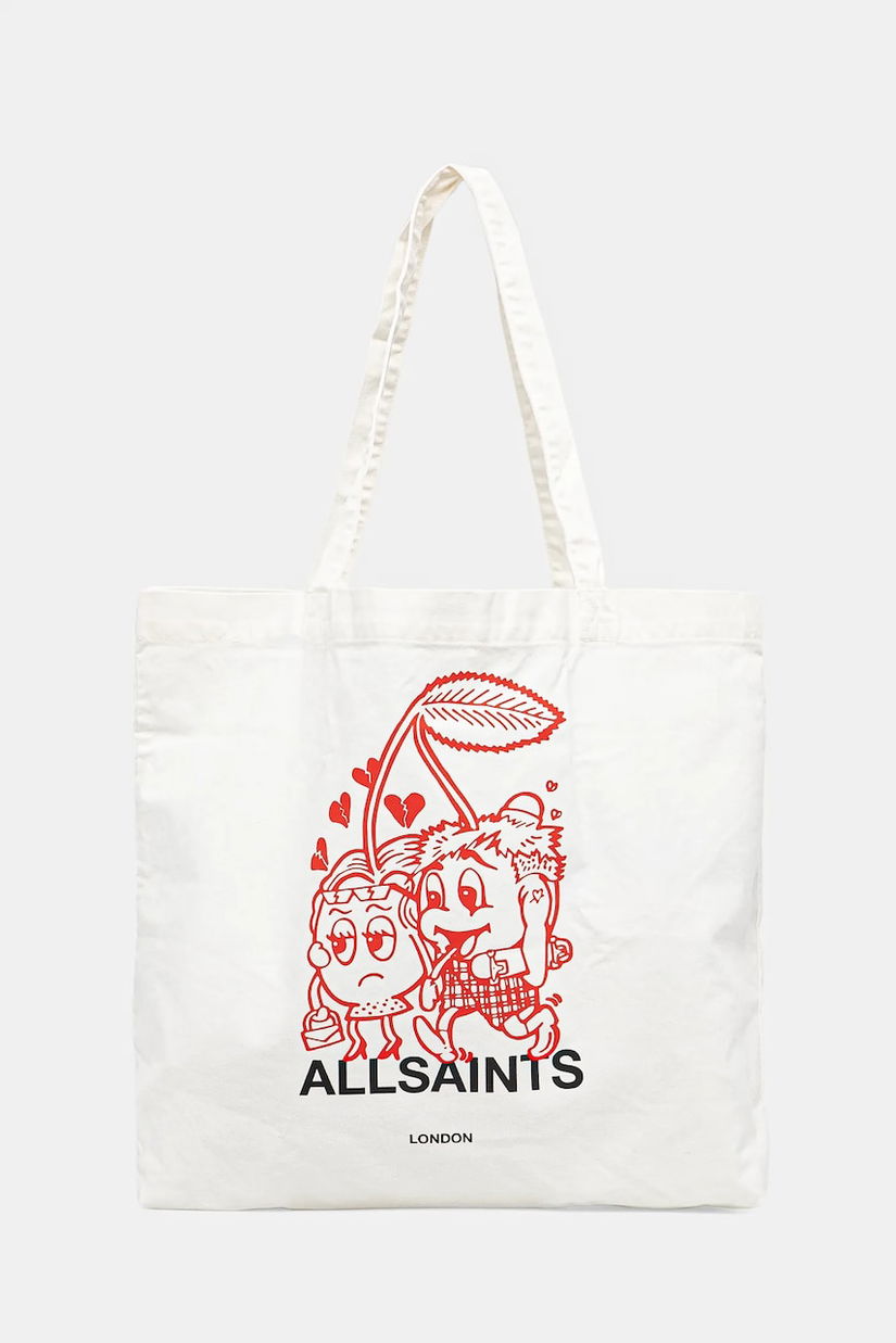 AllSaints geanta de bumbac BREAKUP culoarea alb, M086XC