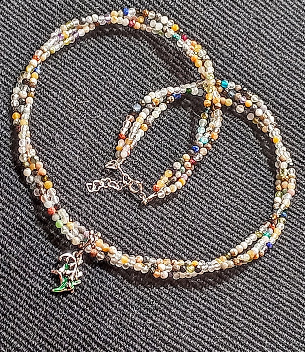 Colier argint X3 mixt pietre semipretioase charm floare lacramioara frunza argint emailat multicolor minimalist boho chic trendy - Transport gratuit