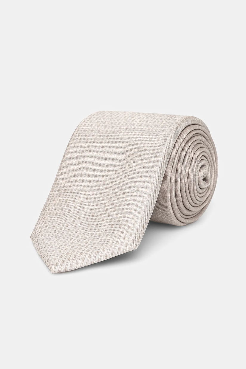 BOSS cravata de matase culoarea bej, 50540026