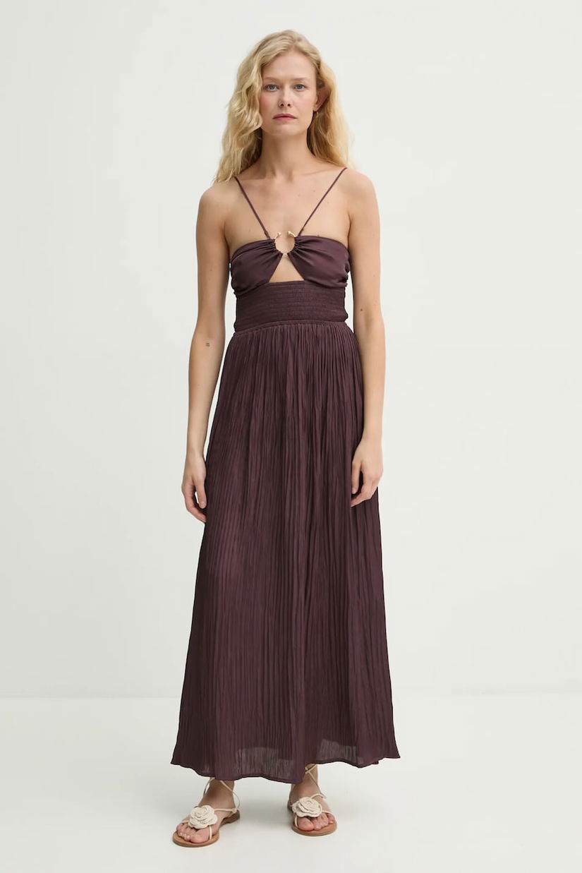 Sessun rochie culoarea rosu, maxi, evazată, 25205014
