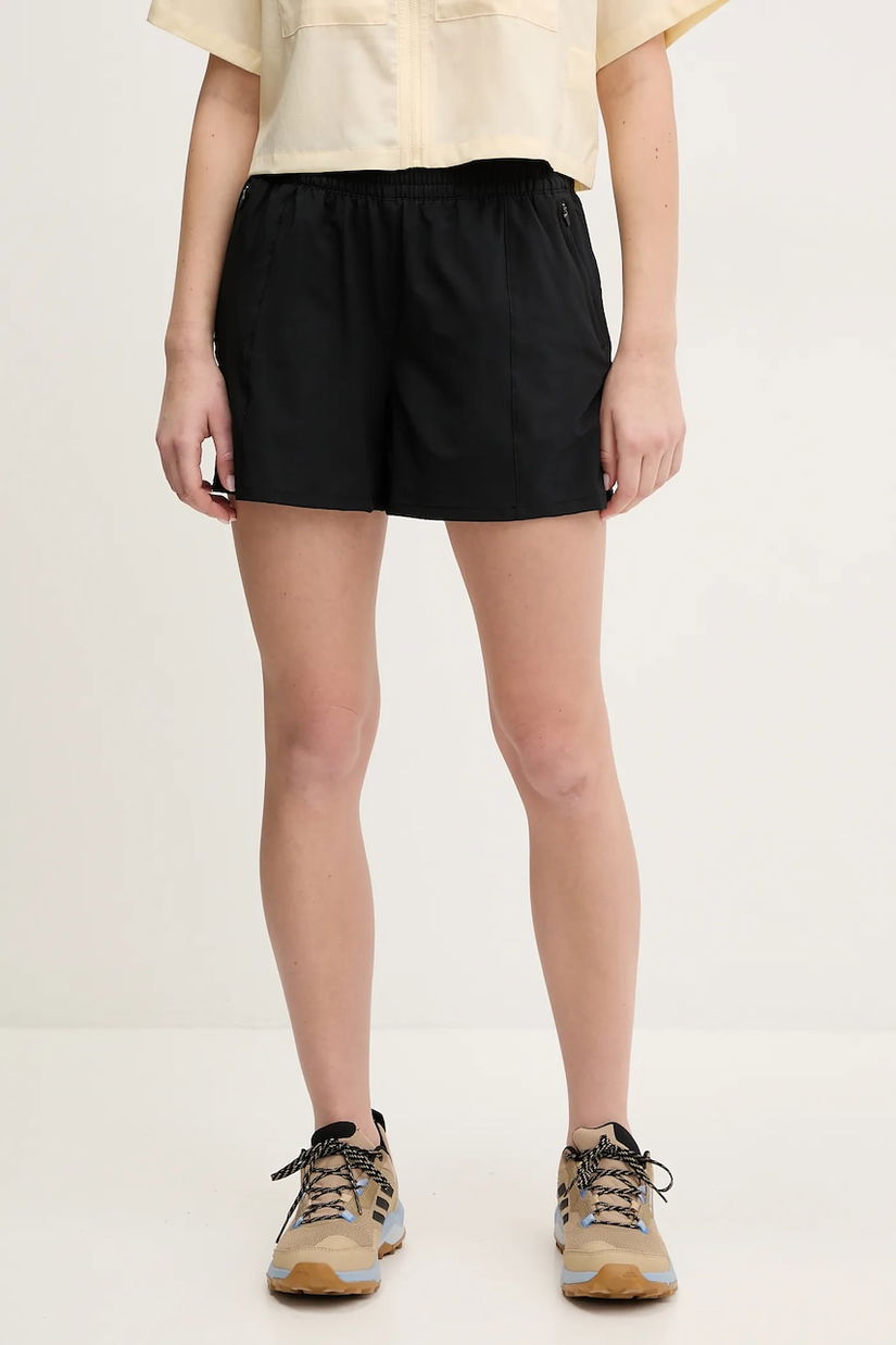 Columbia pantaloni scurți outdoor Endless Strand culoarea negru, neted, high waist, 2119234