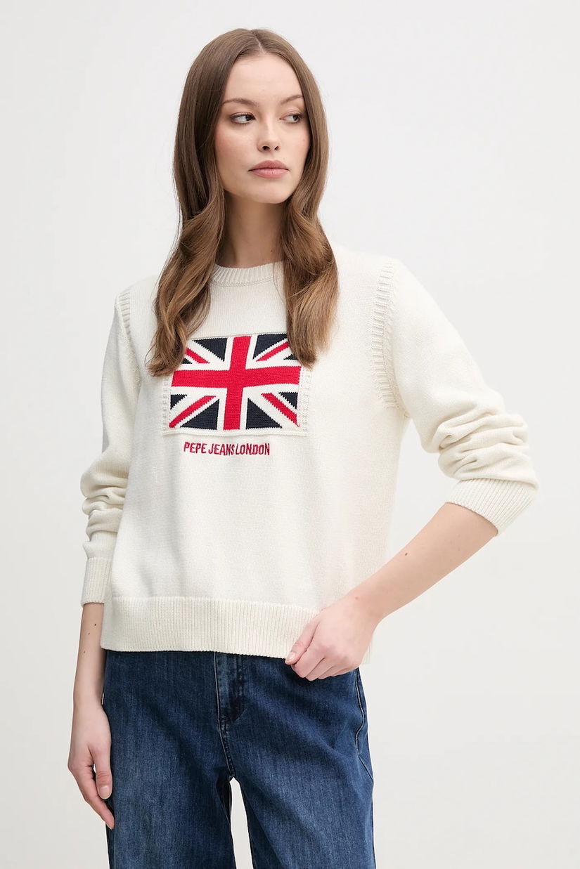 Pepe Jeans pulover de bumbac NUNA femei, culoarea bej, PL702293