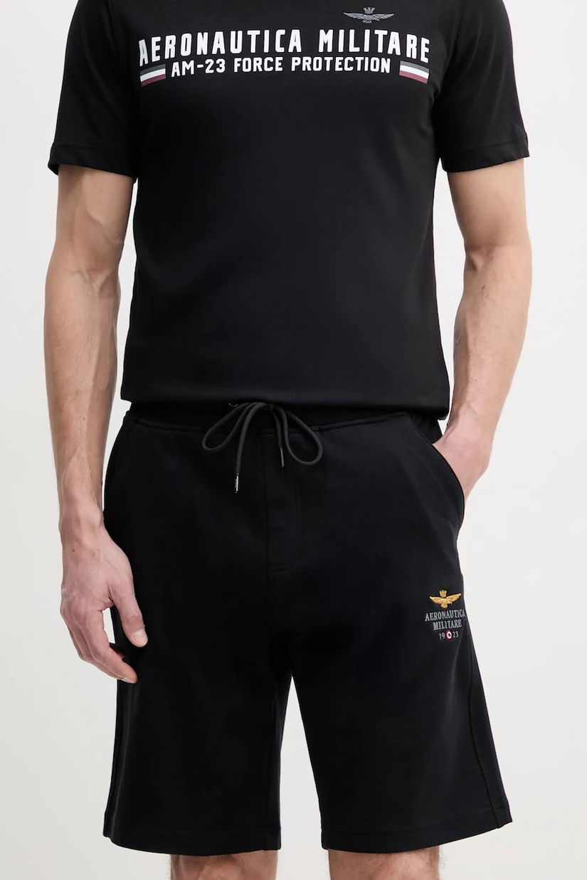 Aeronautica Militare pantaloni scurti barbati, culoarea negru, BF017F459