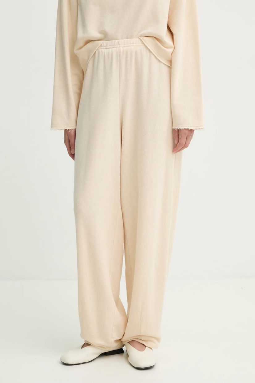 American Vintage pantaloni de trening femei, culoarea bej, neted, OFY05AE25