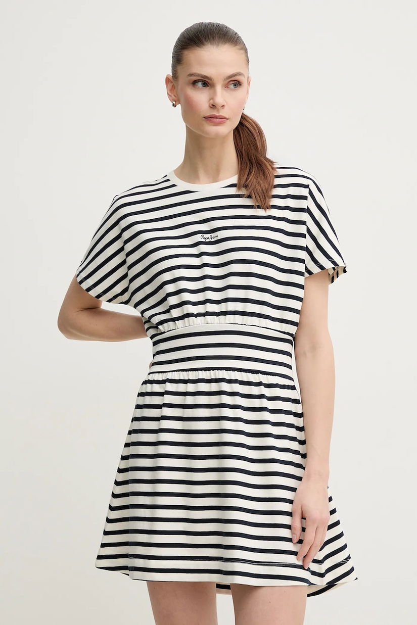 Pepe Jeans rochie din bumbac VANIA culoarea bleumarin, mini, evazată, PL953744