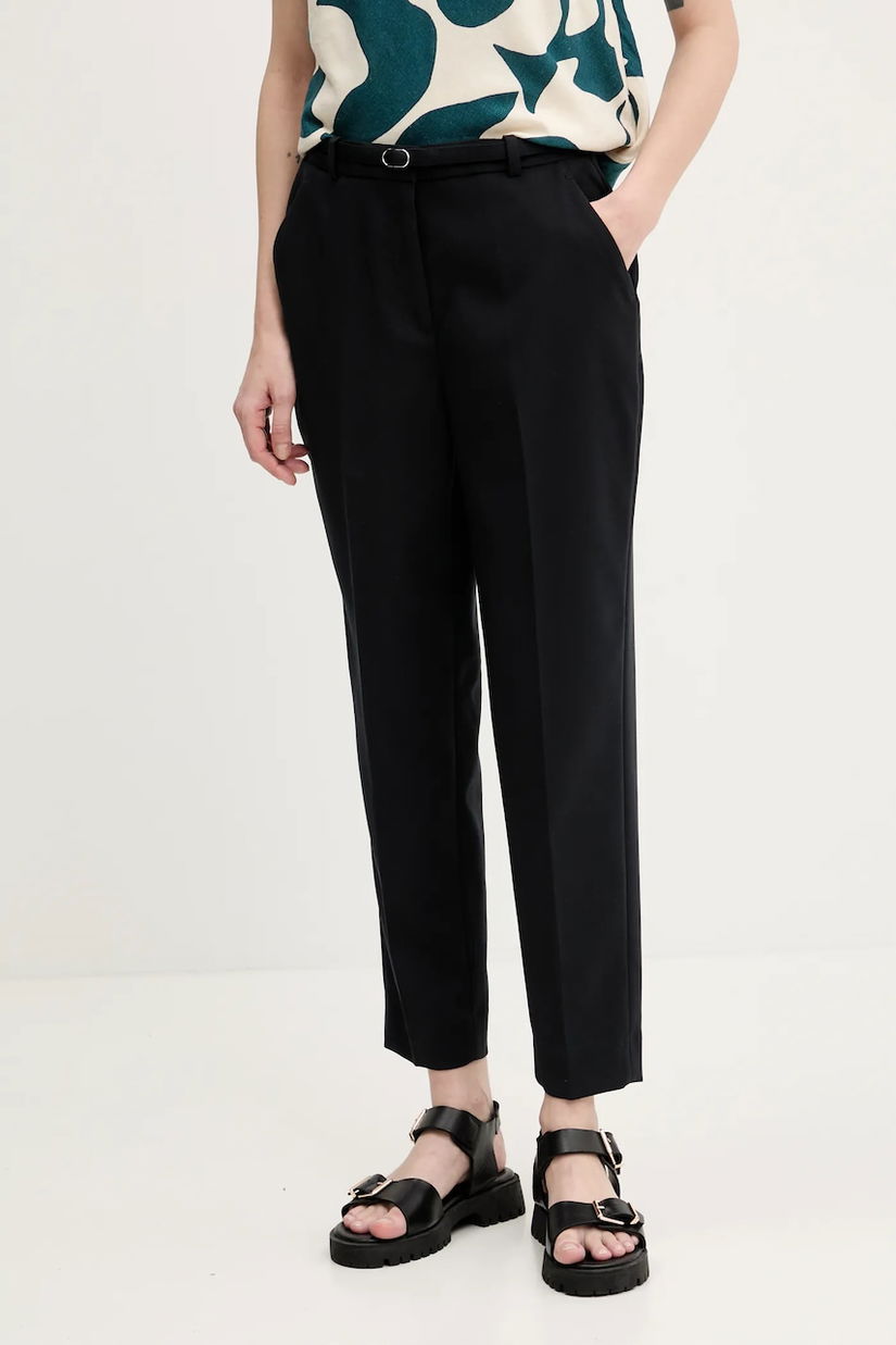 Abercrombie & Fitch pantaloni femei, culoarea negru, mulata, high waist, KI156-5069
