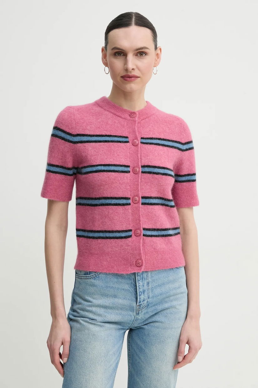 Samsoe Samsoe cardigan din lana SANOURA culoarea roz, light, F25100053