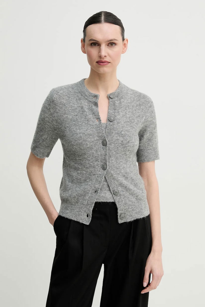 Samsoe Samsoe cardigan din lana SANOURA culoarea gri, light, F25100053