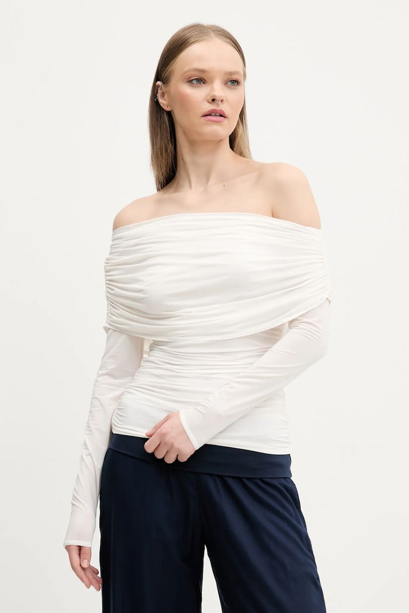 Abercrombie & Fitch bluza femei, culoarea bej, neted, KI139-5204