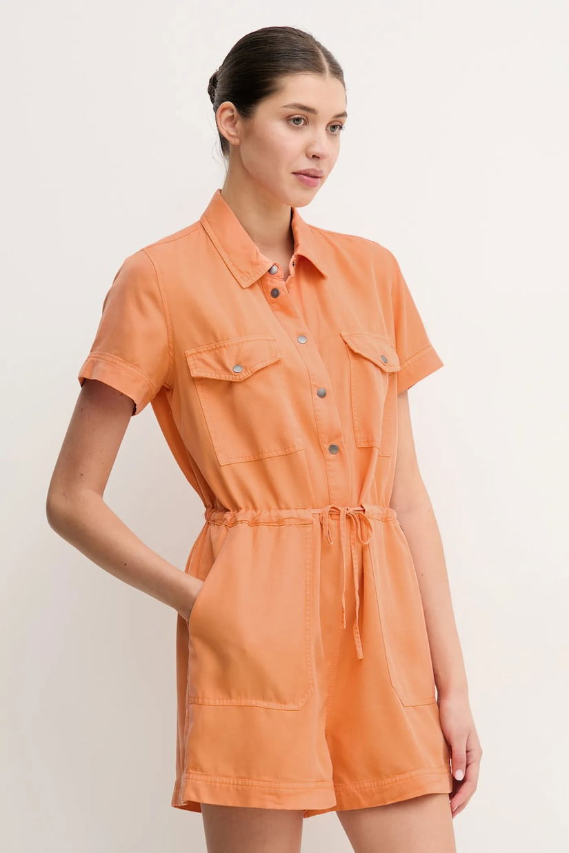 Pepe Jeans salopeta EDMEE culoarea portocaliu, cu guler, PL230511