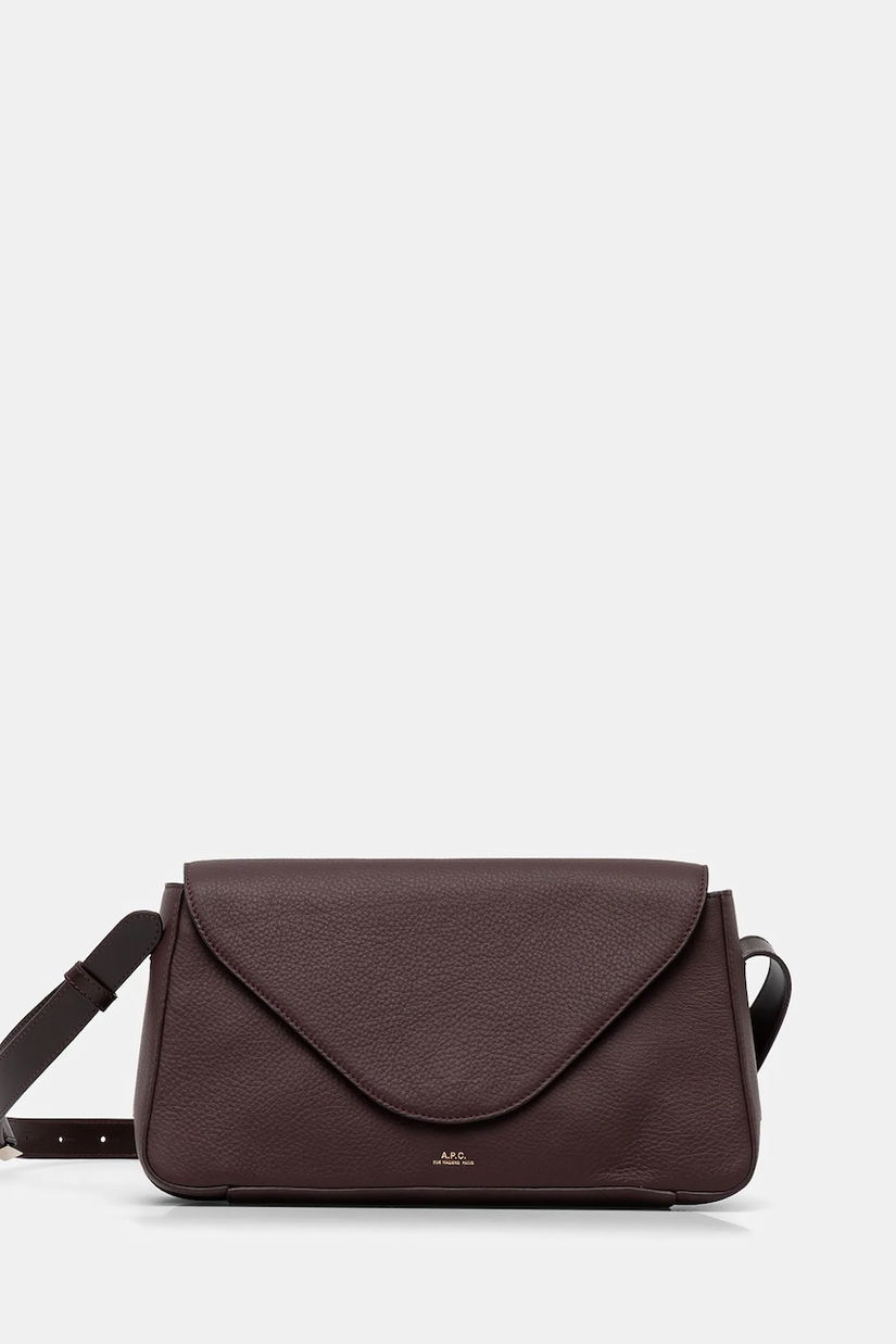 A.P.C. poseta de piele sac daria flap culoarea bordo, PXBCD.F61901