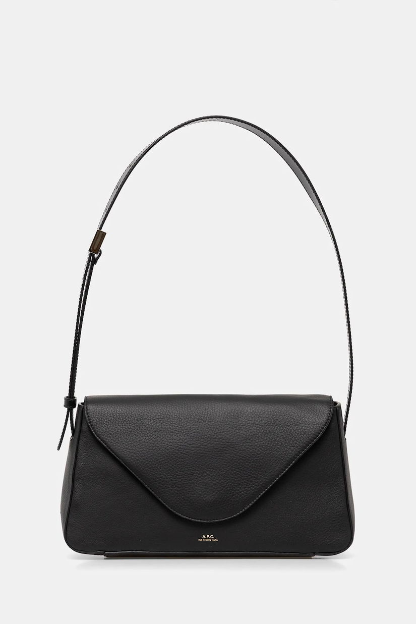 A.P.C. poseta de piele sac daria flap culoarea negru, PXBCD.F61901