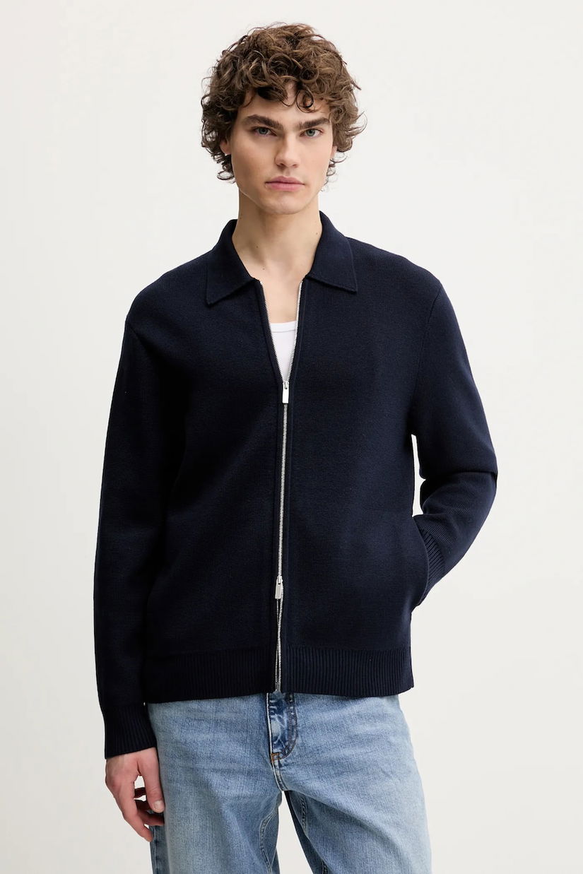 Theory cardigan din lana barbati, culoarea albastru marin, N1181701