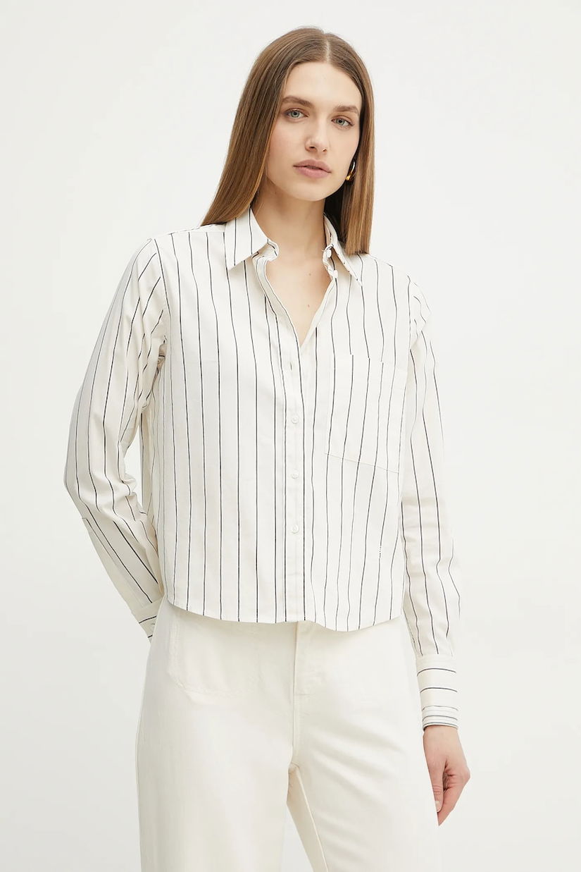 BOSS camasa femei, culoarea bej, cu guler clasic, regular, 50531519