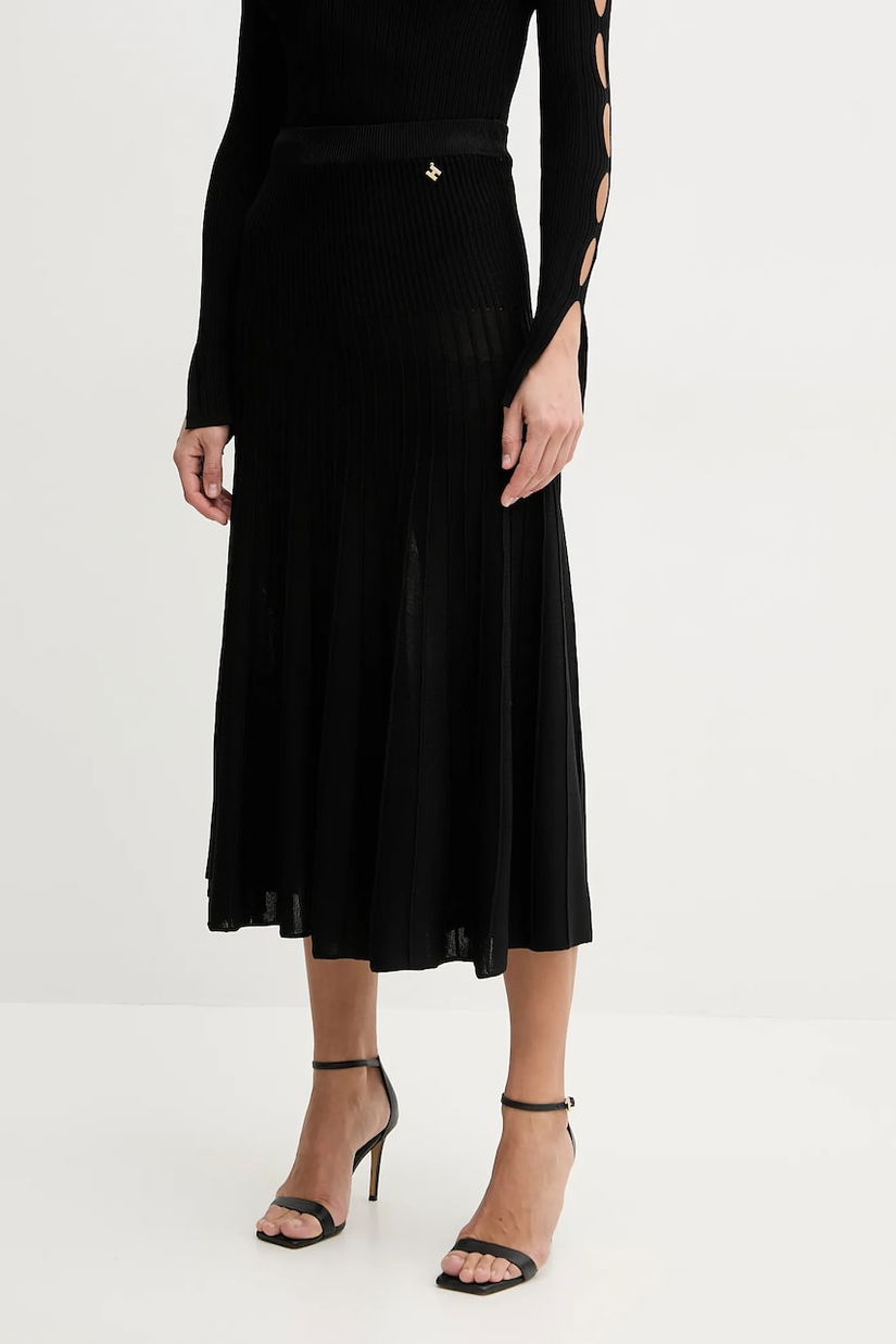 Silvian Heach fusta GHIRDIM culoarea negru, midi, evazati, GPP25302GO