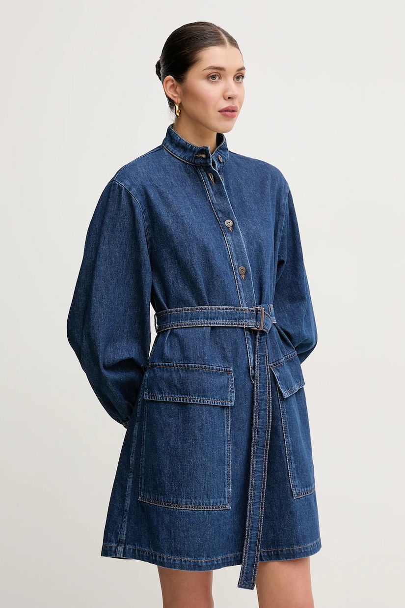 Weekend Max Mara rochie din denim culoarea bleumarin, mini, evazată, 2515221021600