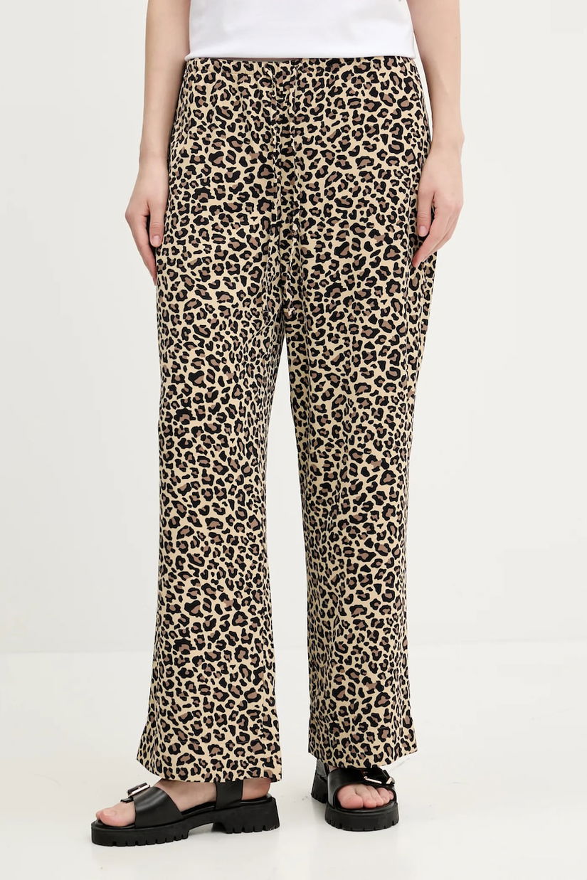 Abercrombie & Fitch pantaloni femei, culoarea bej, drept, high waist, KI156-4873