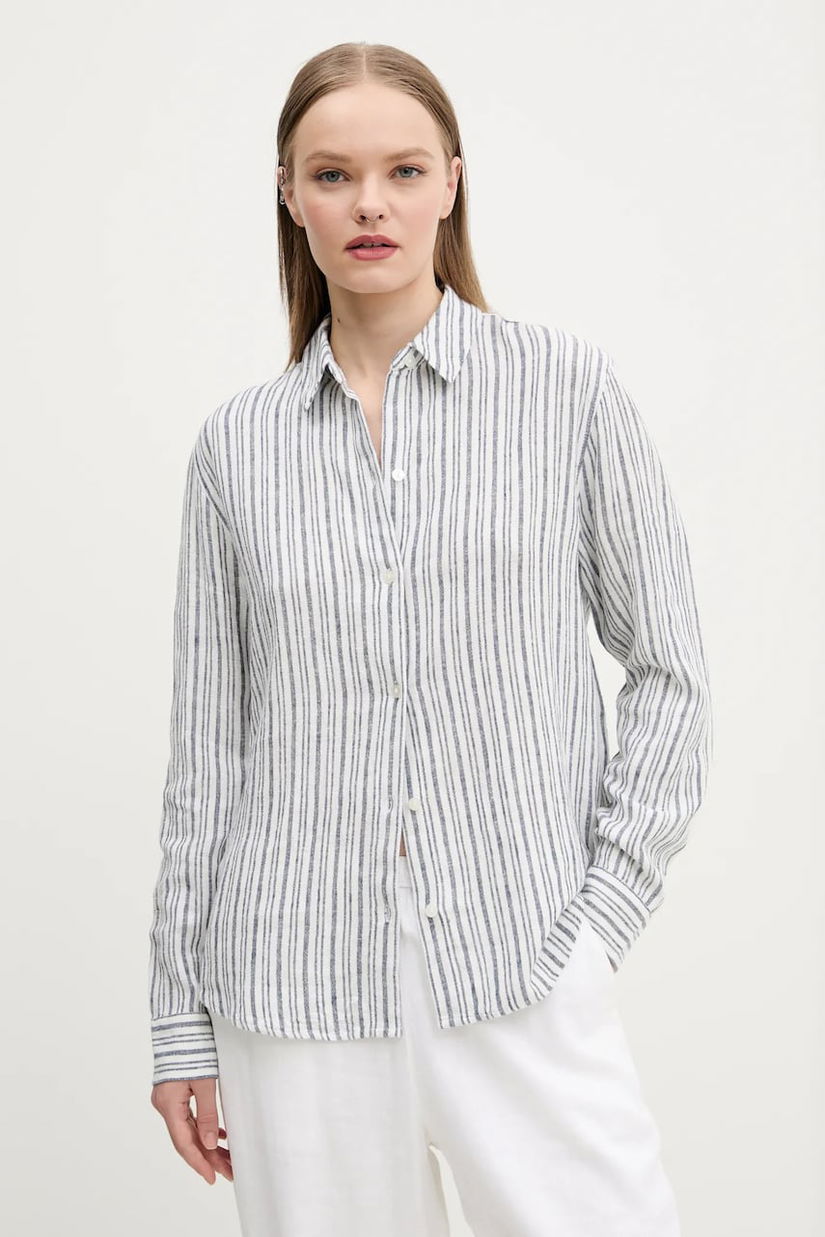 Abercrombie & Fitch camasa de in femei, culoarea alb, cu guler clasic, relaxed, KI140-5554