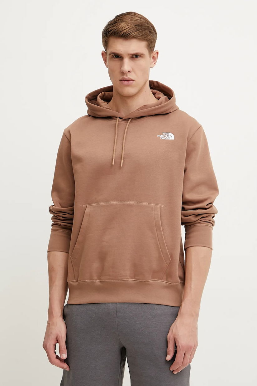 The North Face bluza Essential barbati, culoarea maro, cu glugă, neted, NF0A89ES6IH1