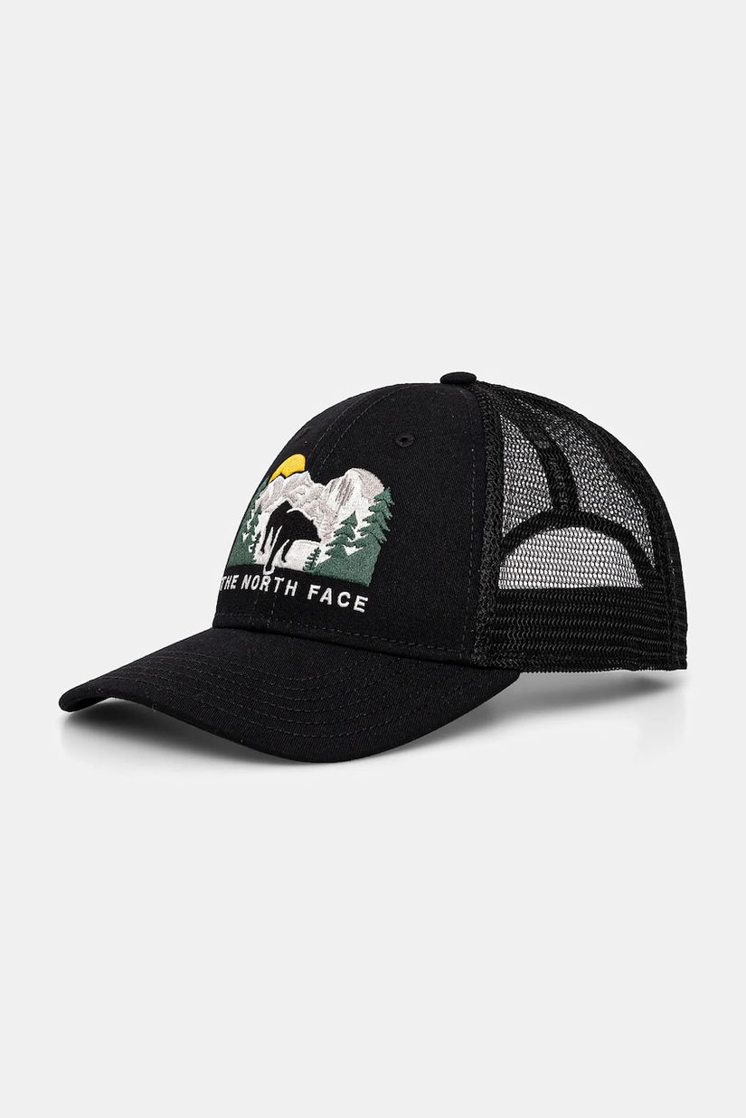 The North Face sapca Embroidered Mudder Trucker culoarea negru, cu imprimeu, NF0A7WH396O1