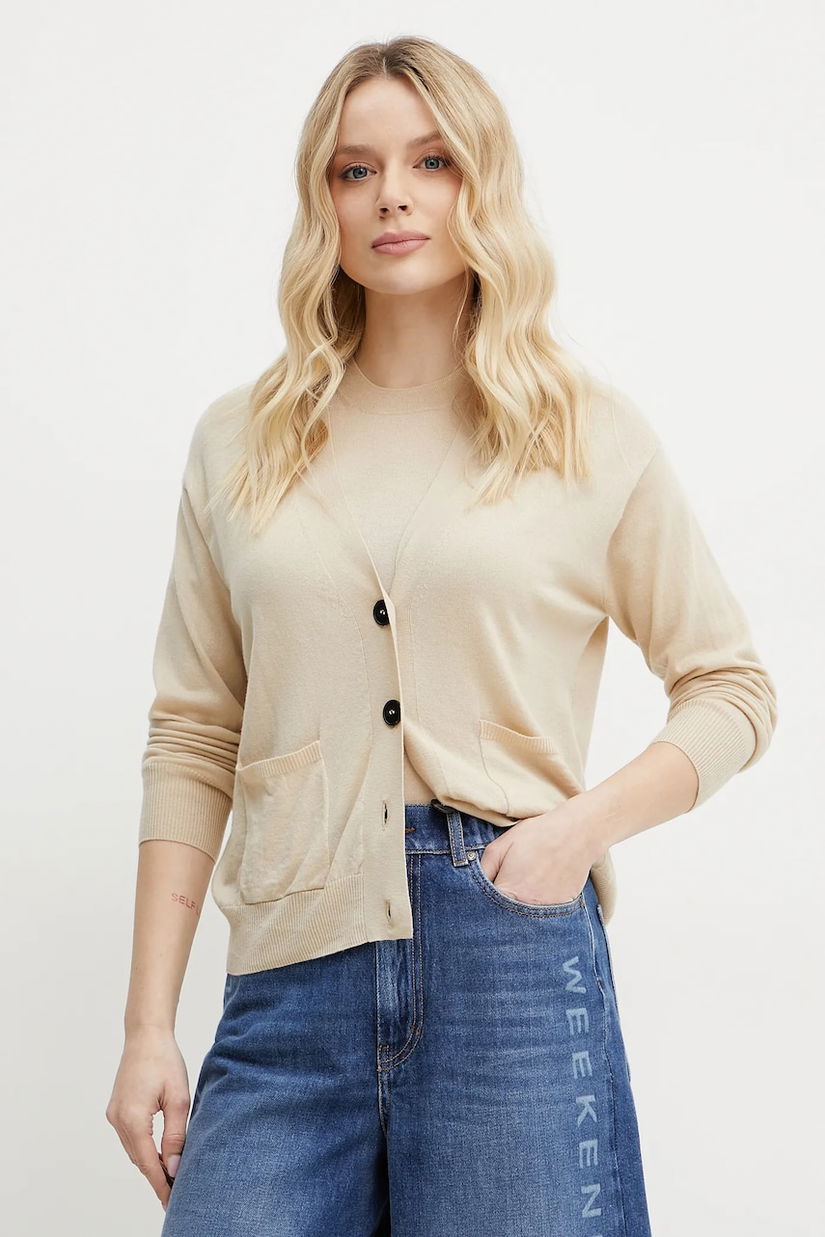 Weekend Max Mara cardigan din lana femei, culoarea bej, light, 2515381011600