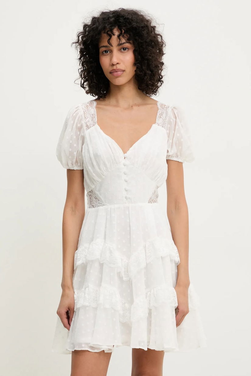 Answear Lab rochie culoarea alb, mini, evazată
