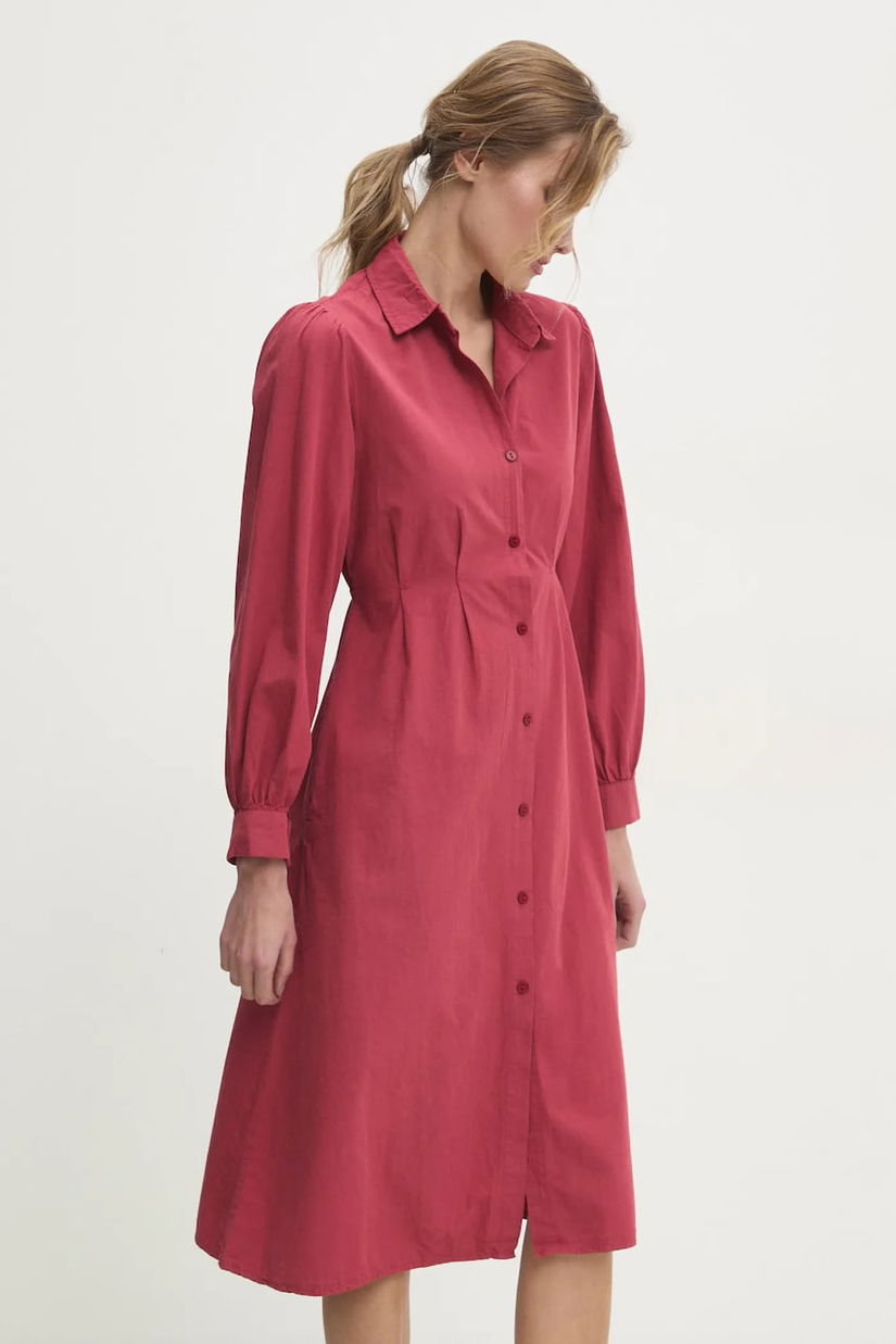 Answear Lab rochie din bumbac culoarea rosu, midi, evazată