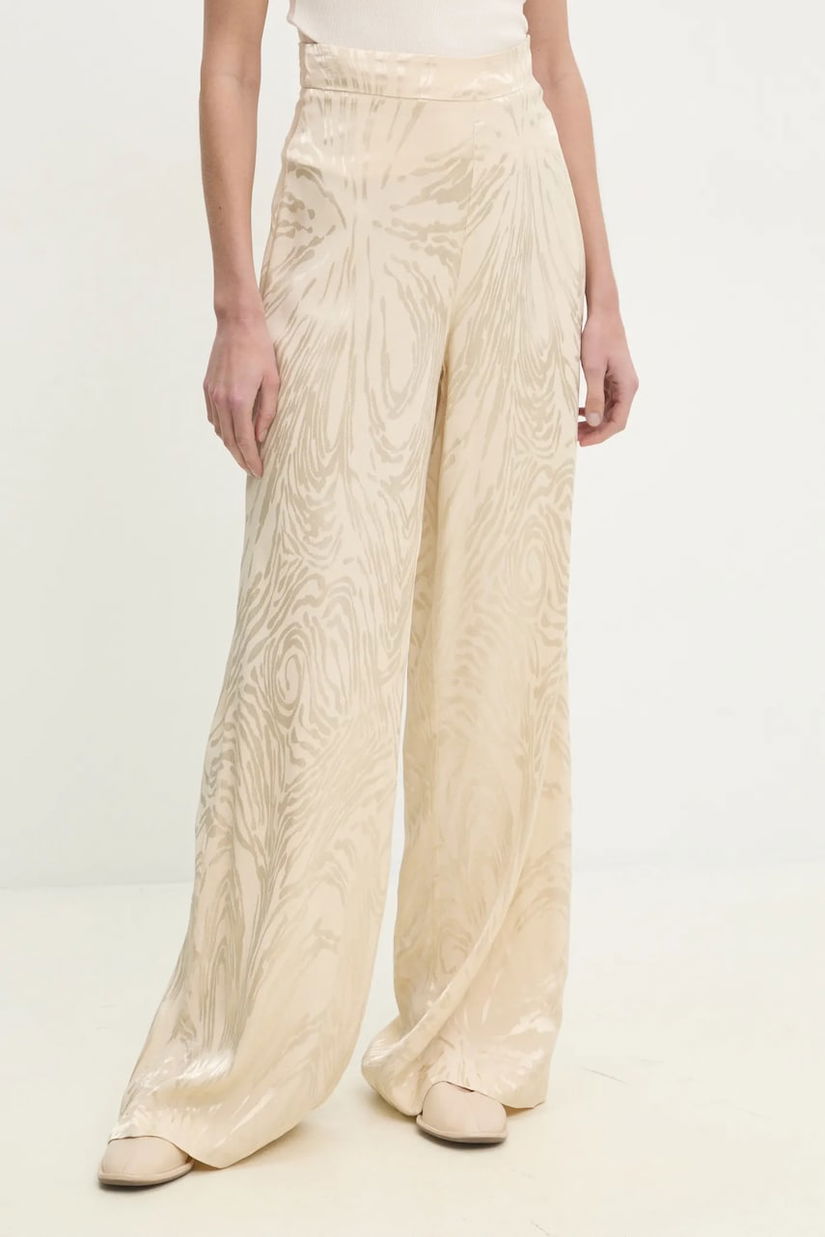 Answear Lab pantaloni femei, culoarea bej, lat, high waist