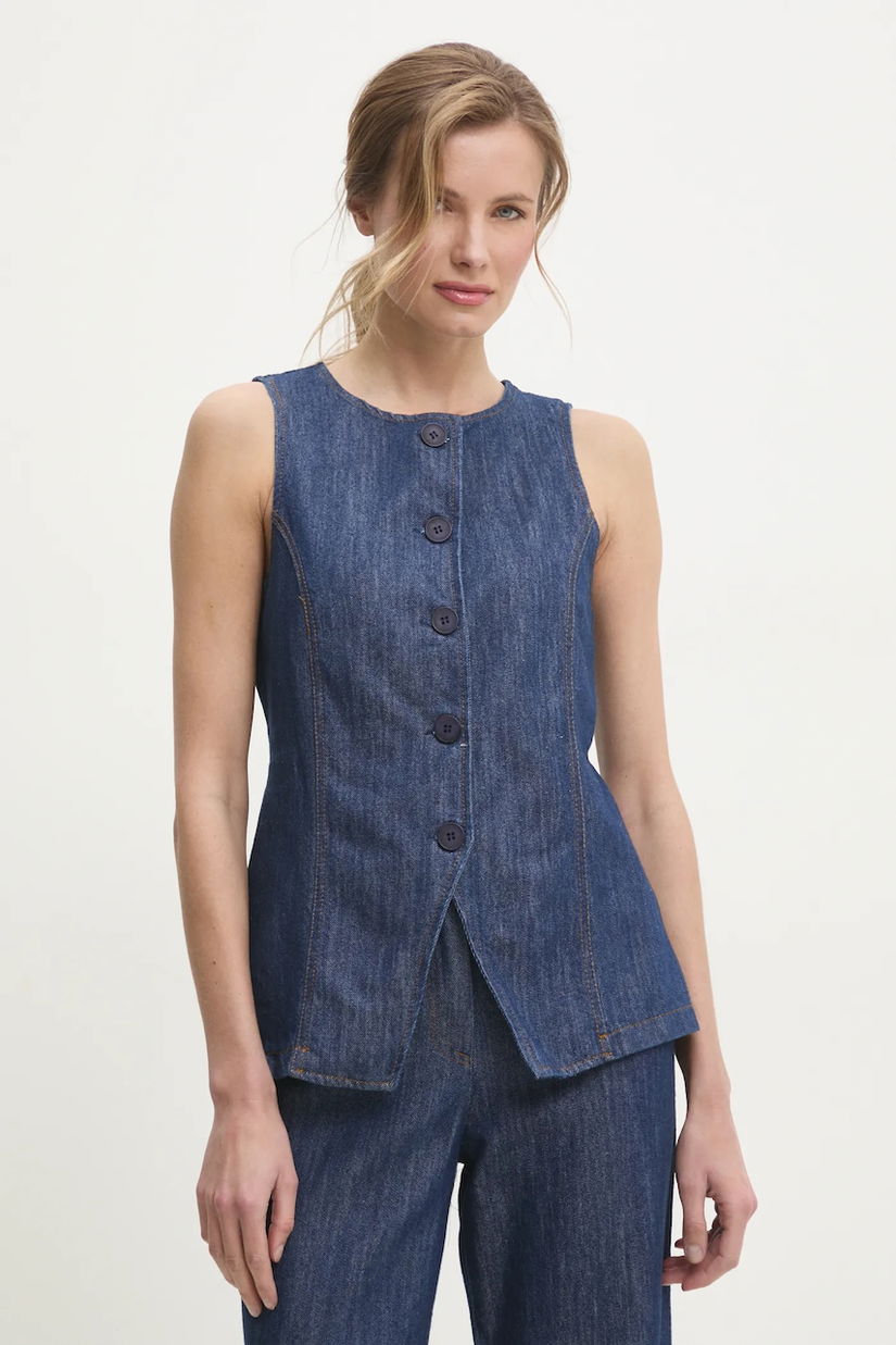 Answear Lab vesta jeans un singur rand de nasturi
