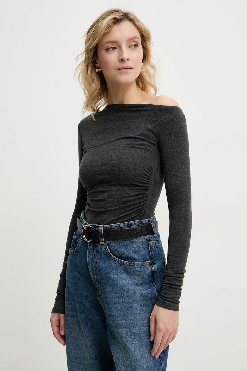 Answear Lab body femei, culoarea gri, neted