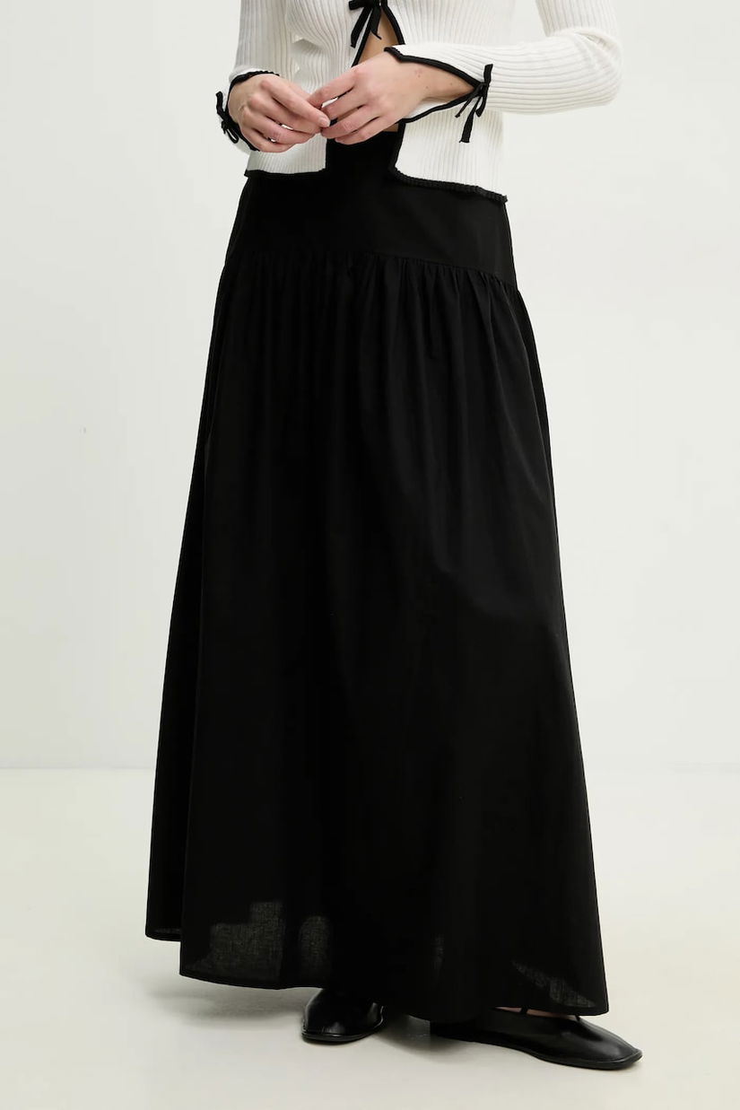 Answear Lab fustă din bumbac culoarea negru, maxi, evazati