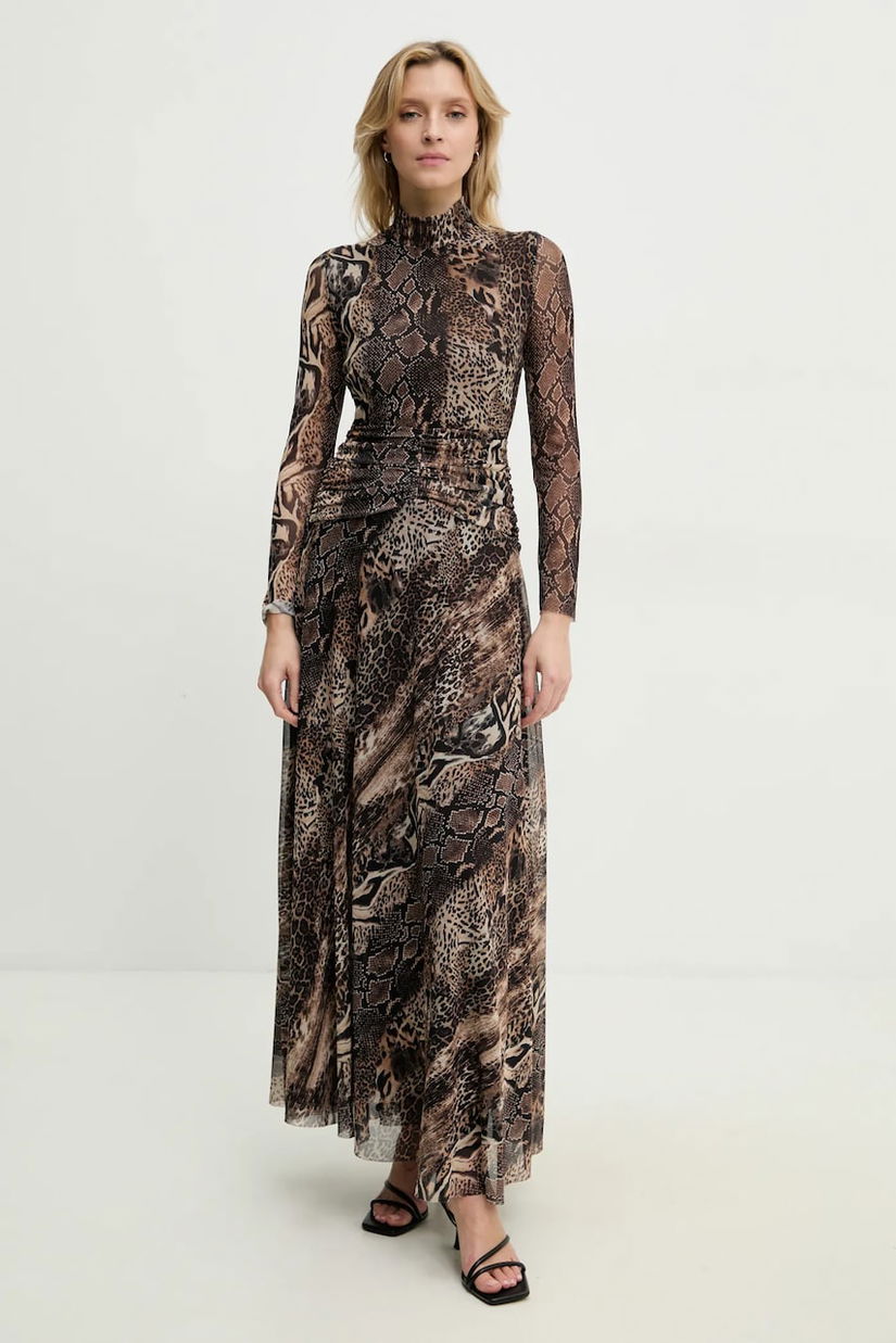 Answear Lab rochie culoarea maro, maxi, evazată