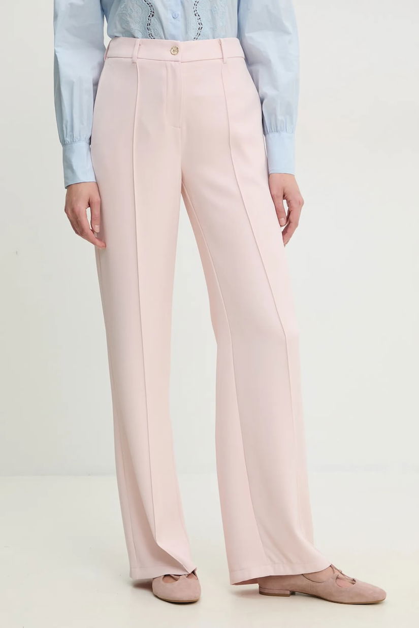 Answear Lab pantaloni femei, culoarea roz, lat, high waist