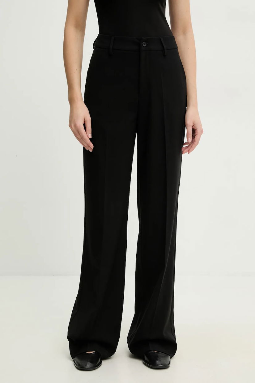 Answear Lab pantaloni femei, culoarea negru, lat, high waist
