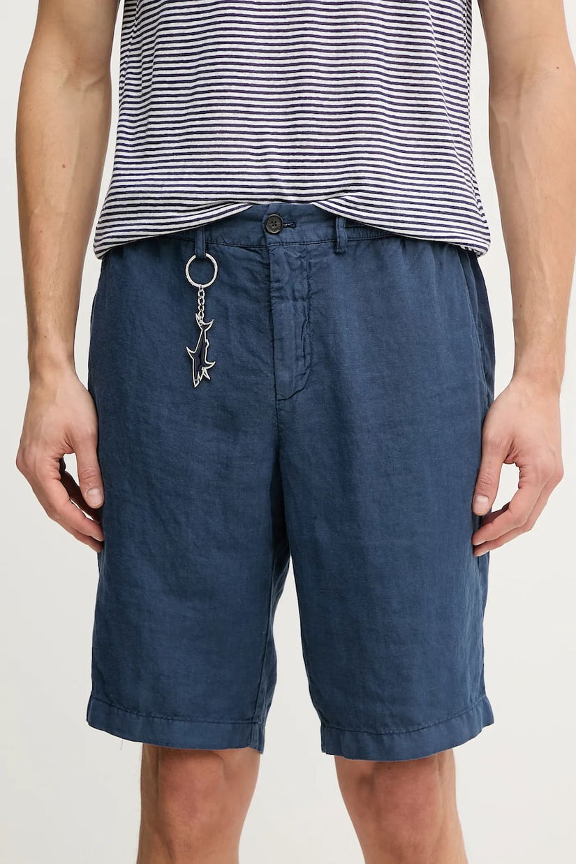 Paul&Shark pantaloni scurți din in bărbați, culoarea bleumarin, 25414037