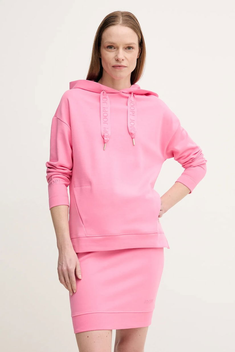 Joop! bluza femei, culoarea roz, cu glugă, neted