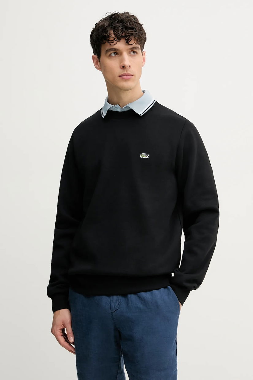 Lacoste bluza barbati, culoarea negru, neted