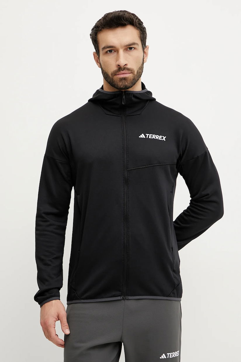 adidas TERREX hanorac Xperior culoarea negru, cu glugă, neted, JE1346