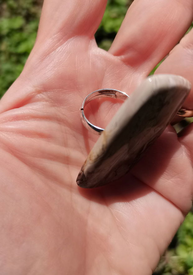 Inel Agata root plume si Argint 925 - IN1390 - Inel pietre semipretioase, inel patrat reglabil, inel statement, cadou sotie, inel cadou, bijuterii cadou, bijuterii agate, cristale vindecatoare, cristaloterapie, cristale de colectie