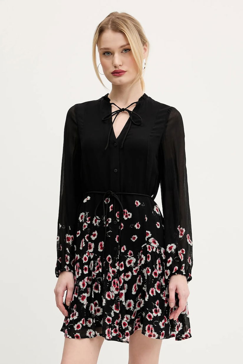 Desigual rochie BASILEA culoarea negru, mini, evazată, 25SWVW31