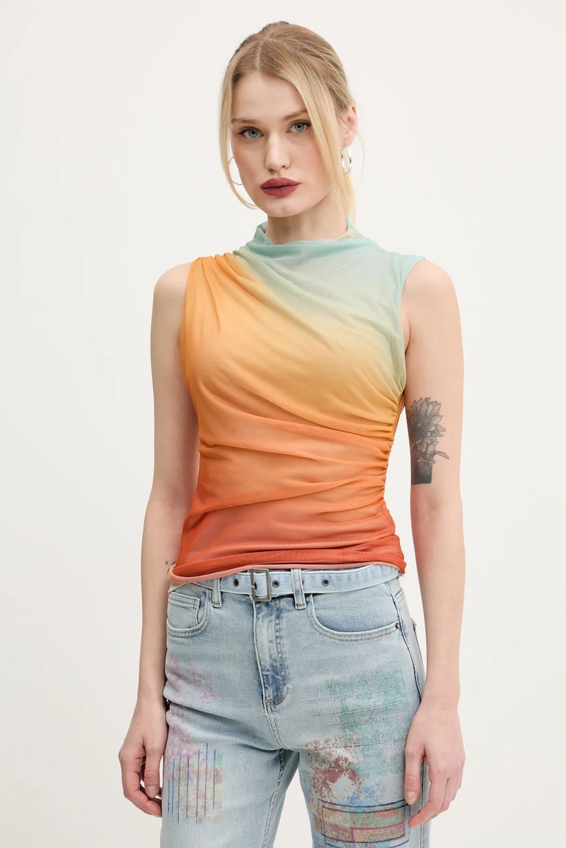 Desigual bluza SAHARA femei, culoarea portocaliu, modelator, 25SWTK98
